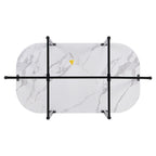 Modern 7-Piece Metal Frame Dining Table Set with Half-Round Table & 6 Chairs