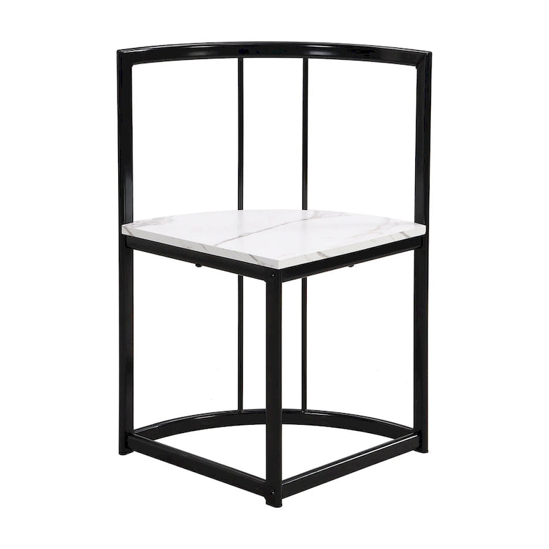 Modern 7-Piece Metal Frame Dining Table Set with Half-Round Table & 6 Chairs