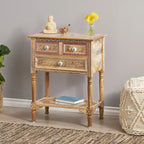 23.75 Modern Wooden End Table with Three Drawers and Open Bottom Shelf for Living Room or Bedroom
