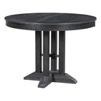 Black 5-Piece Wooden Dining Table Set with Extendable Round Table & 4 Chairs