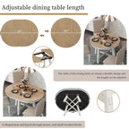 Set da pranzo di 5 pezzi in legno con tavolo rotondo allungabile e 4 sedie