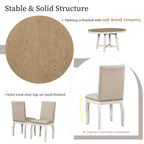 Set da pranzo di 5 pezzi in legno con tavolo rotondo allungabile e 4 sedie