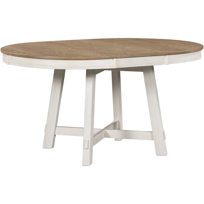 Set da pranzo di 5 pezzi in legno con tavolo rotondo allungabile e 4 sedie