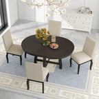 Set da pranzo di 5 pezzi in legno con tavolo rotondo allungabile e 4 sedie