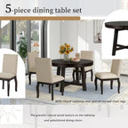 Set da pranzo di 5 pezzi in legno con tavolo rotondo allungabile e 4 sedie