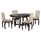 Set da pranzo di 5 pezzi in legno con tavolo rotondo allungabile e 4 sedie