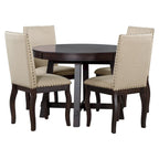 Set da pranzo di 5 pezzi in legno con tavolo rotondo allungabile e 4 sedie