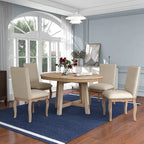 Set da pranzo di 5 pezzi in legno con tavolo rotondo allungabile e 4 sedie