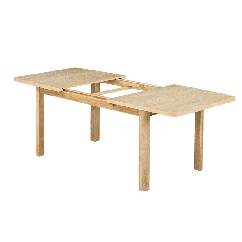 7-Piece Wooden Dining Table Set with Extendable Table, 6 Armless & 2 Armchairs