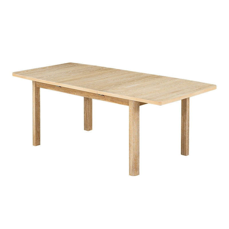 7-Piece Wooden Dining Table Set with Extendable Table, 6 Armless & 2 Armchairs