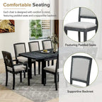 7-Piece Wooden Dining Table Set with Extendable Table, 6 Armless & 2 Armchairs