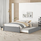Full Solid Wood Platform Bed with Twin Trundle