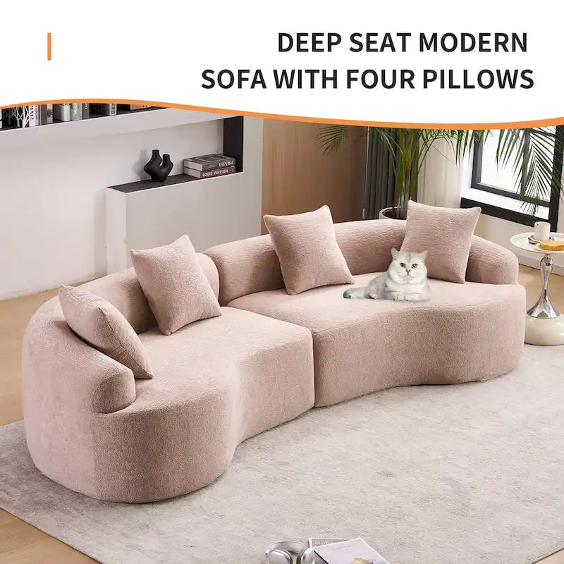 110 Foam Classic 4-Seater Sofa with 4 Pillows for Apartment