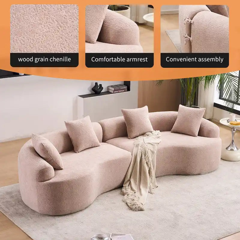 110 Foam Classic 4-Seater Sofa with 4 Pillows for Apartment