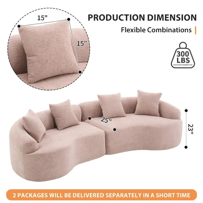 110 Foam Classic 4-Seater Sofa with 4 Pillows for Apartment
