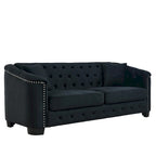 77 Chesterfield Velvet Button-tufted 3-Seater Sofa with Nailhead Decoration