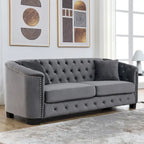 77 Chesterfield Velvet Button-tufted 3-Seater Sofa with Nailhead Decoration