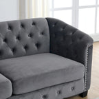 77 Chesterfield Velvet Button-tufted 3-Seater Sofa with Nailhead Decoration