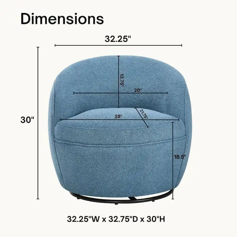 Roundhill Furniture Galleria 360 Swivel Teddy Sherpa Fabric Barrel Chair