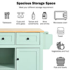 Kitchen Island Cart on 5 Wheels, Breakfast Bar Cabinet, Rolling Kitchen Island with Drop Leaf, 3 Drawers & Removable Shelves