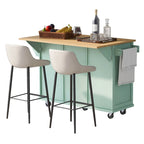 Kitchen Island Cart on 5 Wheels, Breakfast Bar Cabinet, Rolling Kitchen Island with Drop Leaf, 3 Drawers & Removable Shelves