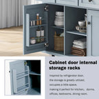 Kitchen Island Cart on 5 Wheels, Breakfast Bar Cabinet, Rolling Kitchen Island with Drop Leaf, 3 Drawers & Removable Shelves