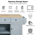 Kitchen Island Cart on 5 Wheels, Breakfast Bar Cabinet, Rolling Kitchen Island with Drop Leaf, 3 Drawers & Removable Shelves