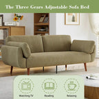 73 W Upholstered Corduroy Convertible Sleeper Sofa Bed with Pillows