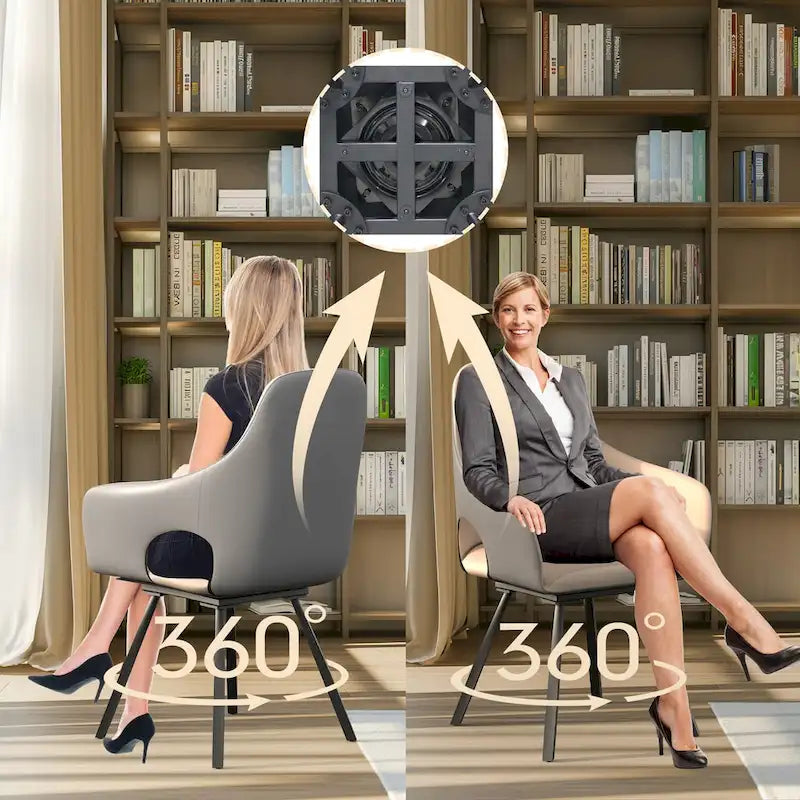 Two-tone Microfiber Leather Upholstered Rotatable Dining Chairs (Set of 2) - 22.83 W x 19.69 D x 36.61 H