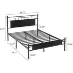 VECELO Industrial Bed Frame with Wood Headboard,Twin/Full/Queen Size Bed, Black/Brown/Slate-3 colors
