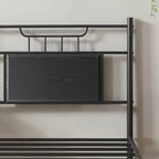 VECELO Industrial Bed Frame with Wood Headboard,Twin/Full/Queen Size Bed, Black/Brown/Slate-3 colors