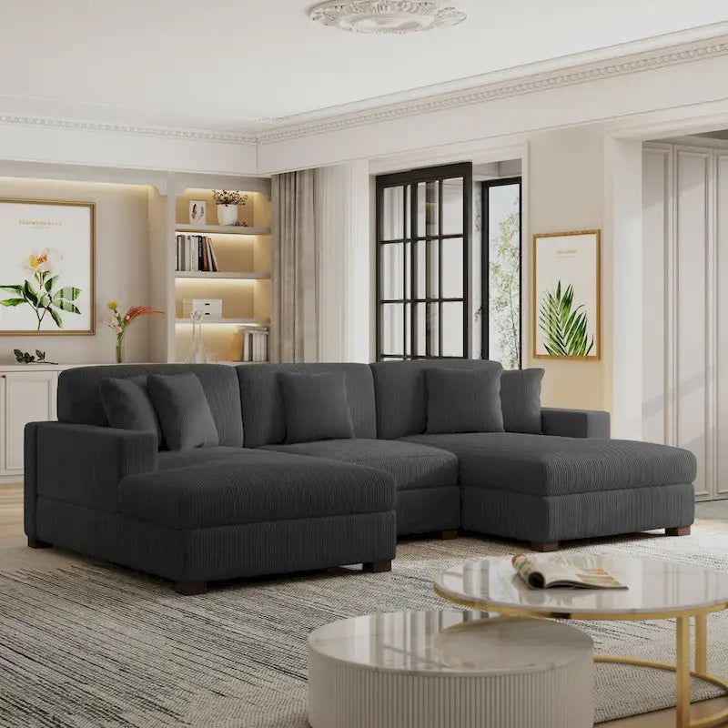 Modern Oversized Modular Sectional Sofa Set With Pillows
