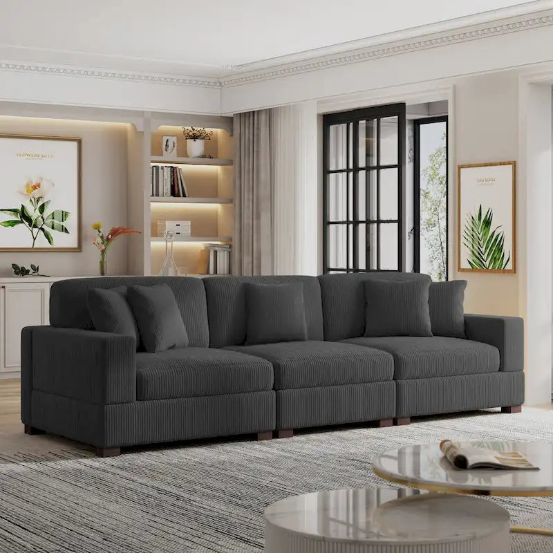 Modern Oversized Modular Sectional Sofa Set With Pillows