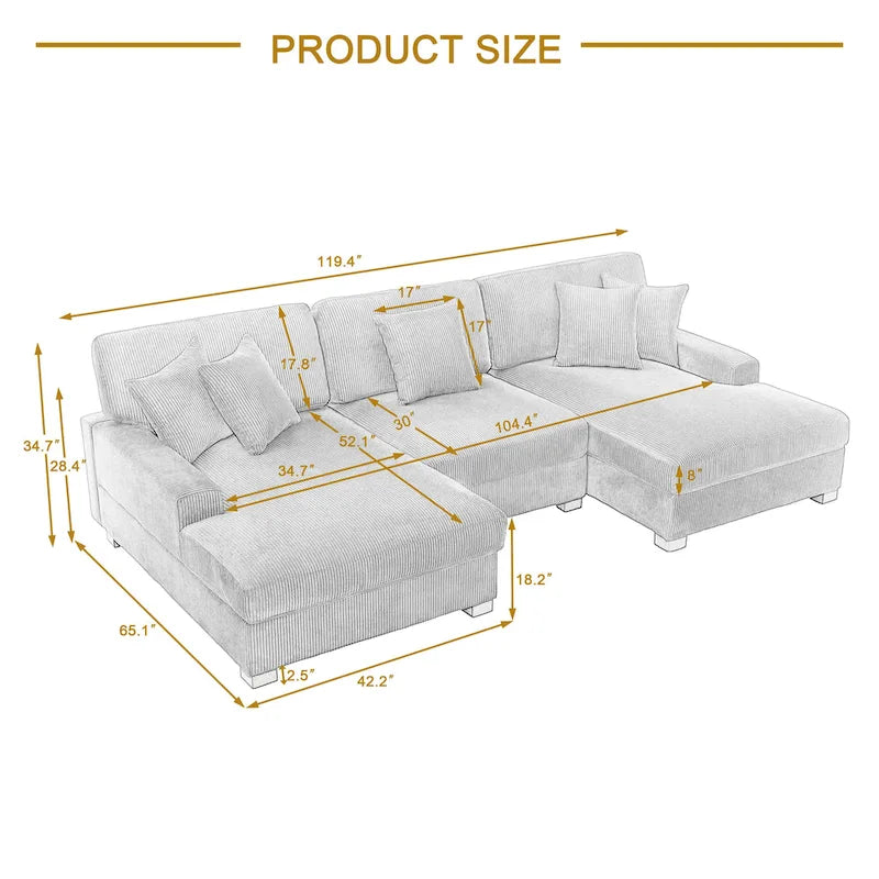 Modern Oversized Modular Sectional Sofa Set With Pillows