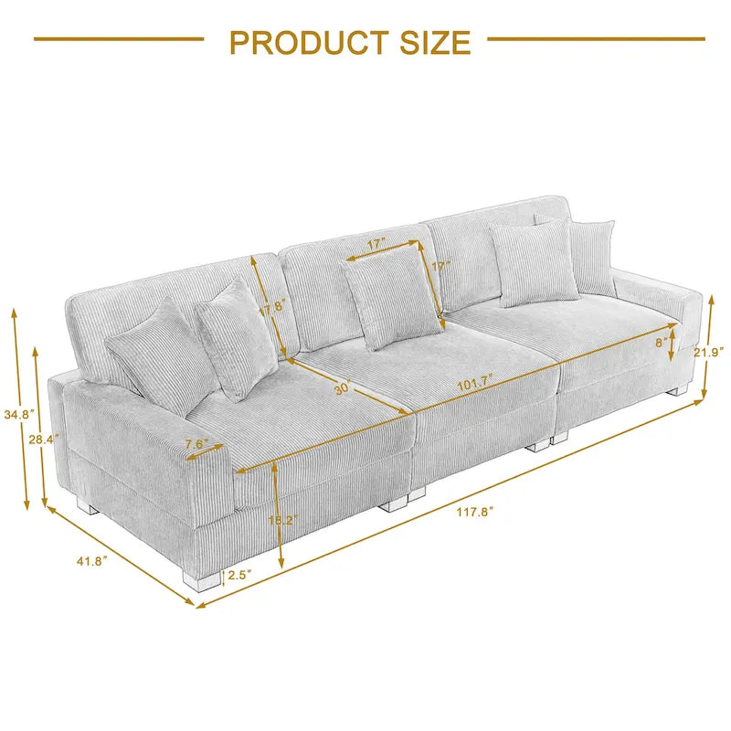 Modern Oversized Modular Sectional Sofa Set With Pillows