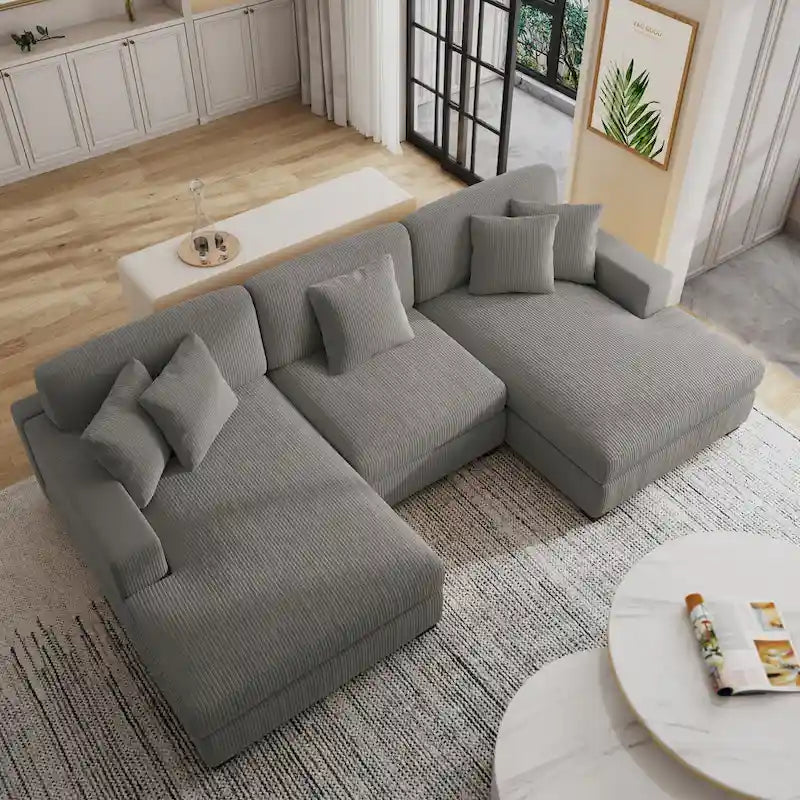 Modern Oversized Modular Sectional Sofa Set With Pillows