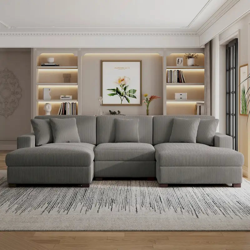 Modern Oversized Modular Sectional Sofa Set With Pillows