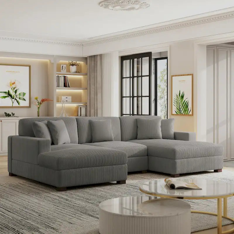 Modern Oversized Modular Sectional Sofa Set With Pillows