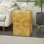 Wood Square Cube Side End Accent Table with Wood Grain Patterns - Brown - Roche River Decor