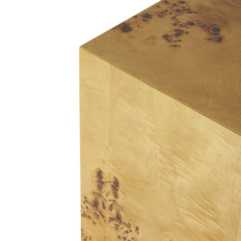 Wood Square Cube Side End Accent Table with Wood Grain Patterns - Brown - Roche River Decor