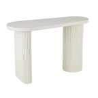 Metal Handmade Oval Console Table with Ribbed Legs - White - Roche River Decor