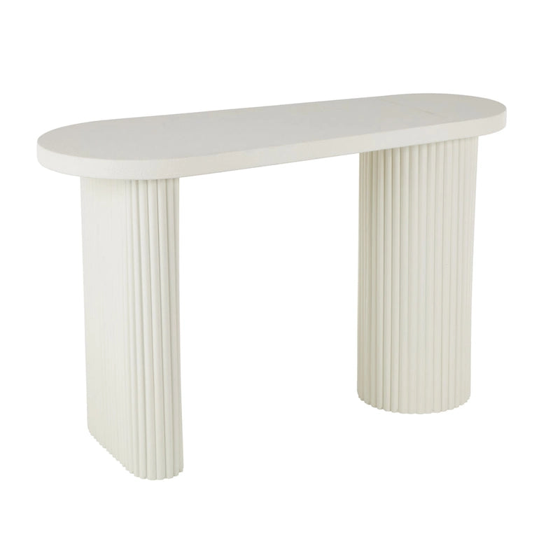 Metal Handmade Oval Console Table with Ribbed Legs - White - Roche River Decor