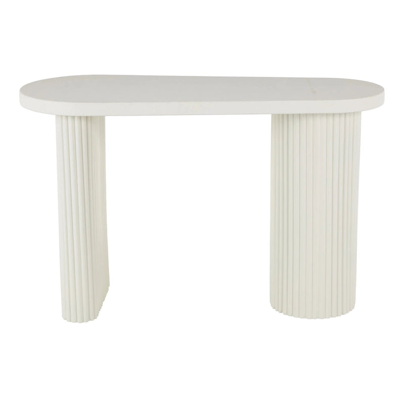 Metal Handmade Oval Console Table with Ribbed Legs - White - Roche River Decor