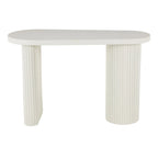 Metal Handmade Oval Console Table with Ribbed Legs - White - Roche River Decor