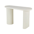 Metal Handmade Oval Console Table with Ribbed Legs - White - Roche River Decor