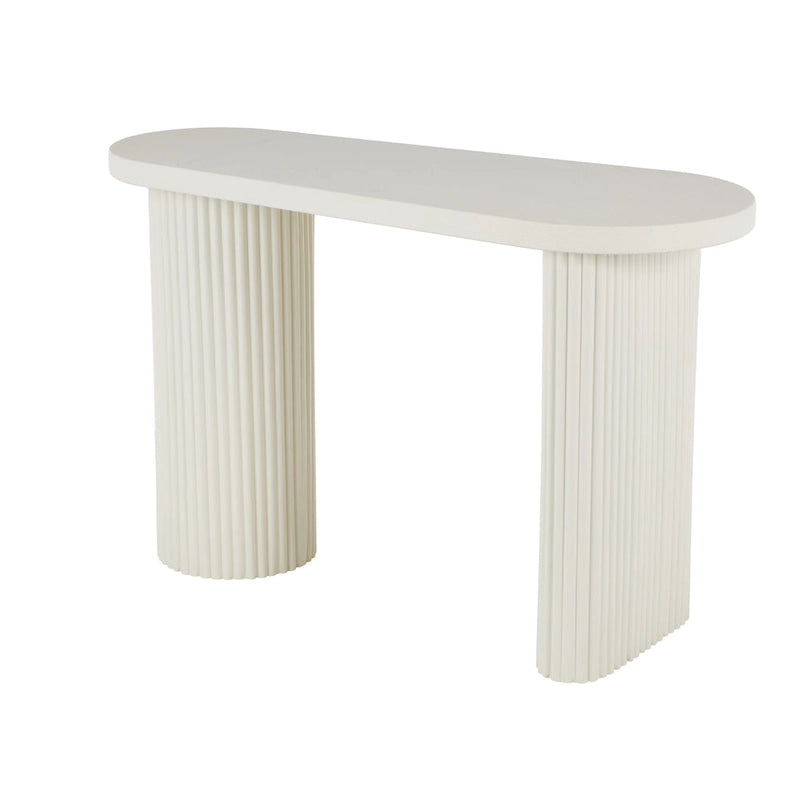 Metal Handmade Oval Console Table with Ribbed Legs - White - Roche River Decor