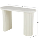 Metal Handmade Oval Console Table with Ribbed Legs - White - Roche River Decor