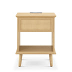 Chelsea Square Teagan Rattan Accent Side Table with Drawer Storage, Charging Station, & LED Touch Light - 15.25x23.75