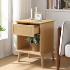 Chelsea Square Teagan Rattan Accent Side Table with Drawer Storage, Charging Station, & LED Touch Light - 15.25x23.75