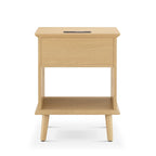 Chelsea Square Teagan Rattan Accent Side Table with Drawer Storage, Charging Station, & LED Touch Light - 15.25x23.75